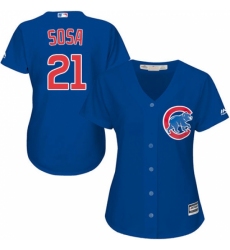 Women's Majestic Chicago Cubs #21 Sammy Sosa Replica Royal Blue Alternate MLB Jersey