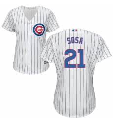 Women's Majestic Chicago Cubs #21 Sammy Sosa Replica White Home Cool Base MLB Jersey