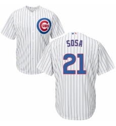 Youth Majestic Chicago Cubs #21 Sammy Sosa Replica White Home Cool Base MLB Jersey