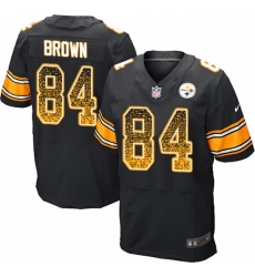Men's Nike Pittsburgh Steelers #84 Antonio Brown Elite Black Home Drift Fashion NFL Jersey
