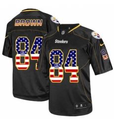 Men's Nike Pittsburgh Steelers #84 Antonio Brown Elite Black USA Flag Fashion NFL Jersey