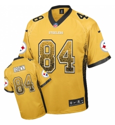 Men's Nike Pittsburgh Steelers #84 Antonio Brown Elite Gold Drift Fashion NFL Jersey