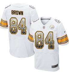 Men's Nike Pittsburgh Steelers #84 Antonio Brown Elite White Road Drift Fashion NFL Jersey