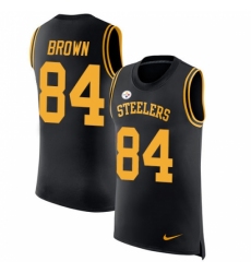 Men's Nike Pittsburgh Steelers #84 Antonio Brown Limited Black Rush Player Name & Number Tank Top NFL Jersey