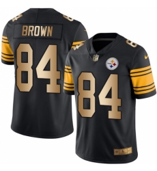 Men's Nike Pittsburgh Steelers #84 Antonio Brown Limited Black/Gold Rush NFL Jersey