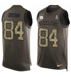 Men's Nike Pittsburgh Steelers #84 Antonio Brown Limited Green Salute to Service Tank Top NFL Jersey