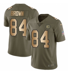 Men's Nike Pittsburgh Steelers #84 Antonio Brown Limited Olive/Gold 2017 Salute to Service NFL Jersey