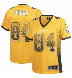 Women's Nike Pittsburgh Steelers #84 Antonio Brown Elite Gold Drift Fashion NFL Jersey