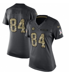 Women's Nike Pittsburgh Steelers #84 Antonio Brown Limited Black 2016 Salute to Service NFL Jersey