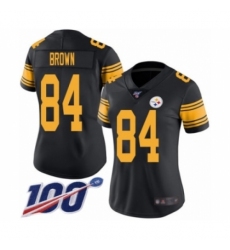 Women's Pittsburgh Steelers #84 Antonio Brown Limited Black Rush Vapor Untouchable 100th Season Football Jersey