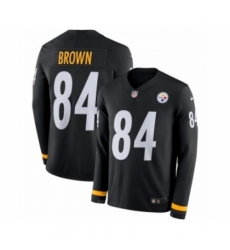Youth Nike Pittsburgh Steelers #84 Antonio Brown Limited Black Therma Long Sleeve NFL Jersey