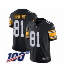 Men's Pittsburgh Steelers #81 Zach Gentry Black Alternate Vapor Untouchable Limited Player 100th Season Football Jersey