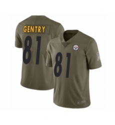 Men's Pittsburgh Steelers #81 Zach Gentry Limited Olive 2017 Salute to Service Football Jersey