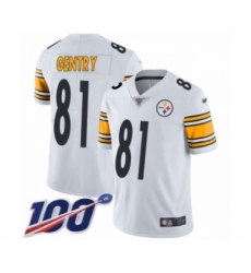 Men's Pittsburgh Steelers #81 Zach Gentry White Vapor Untouchable Limited Player 100th Season Football Jersey