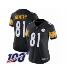 Women's Pittsburgh Steelers #81 Zach Gentry Black Team Color Vapor Untouchable Limited Player 100th Season Football Jersey