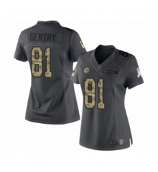 Women's Pittsburgh Steelers #81 Zach Gentry Limited Black 2016 Salute to Service Football Jersey