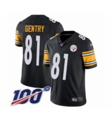 Youth Pittsburgh Steelers #81 Zach Gentry Black Team Color Vapor Untouchable Limited Player 100th Season Football Jersey