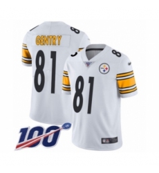 Youth Pittsburgh Steelers #81 Zach Gentry White Vapor Untouchable Limited Player 100th Season Football Jersey