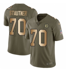 Men's Nike Pittsburgh Steelers #70 Ernie Stautner Limited Olive/Gold 2017 Salute to Service NFL Jersey