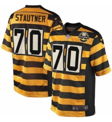 Men's Nike Pittsburgh Steelers #70 Ernie Stautner Limited Yellow/Black Alternate 80TH Anniversary Throwback NFL Jersey