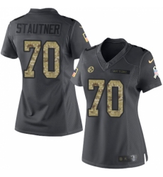 Women's Nike Pittsburgh Steelers #70 Ernie Stautner Limited Black 2016 Salute to Service NFL Jersey