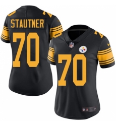 Women's Nike Pittsburgh Steelers #70 Ernie Stautner Limited Black Rush Vapor Untouchable NFL Jersey