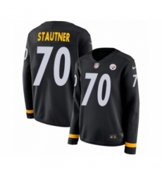 Women's Nike Pittsburgh Steelers #70 Ernie Stautner Limited Black Therma Long Sleeve NFL Jersey