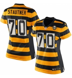 Women's Nike Pittsburgh Steelers #70 Ernie Stautner Limited Yellow/Black Alternate 80TH Anniversary Throwback NFL Jersey