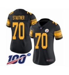 Women's Pittsburgh Steelers #70 Ernie Stautner Limited Black Rush Vapor Untouchable 100th Season Football Jersey