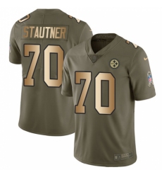 Youth Nike Pittsburgh Steelers #70 Ernie Stautner Limited Olive/Gold 2017 Salute to Service NFL Jersey