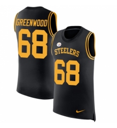 Men's Nike Pittsburgh Steelers #68 L.C. Greenwood Limited Black Rush Player Name & Number Tank Top NFL Jersey