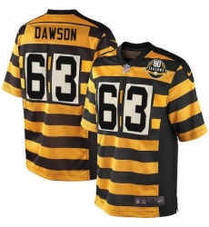 Men's Nike Pittsburgh Steelers #63 Dermontti Dawson Elite Yellow/Black Alternate 80TH Anniversary Throwback NFL Jersey