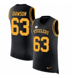 Men's Nike Pittsburgh Steelers #63 Dermontti Dawson Limited Black Rush Player Name & Number Tank Top NFL Jersey