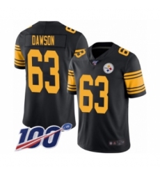 Men's Pittsburgh Steelers #63 Dermontti Dawson Limited Black Rush Vapor Untouchable 100th Season Football Jersey