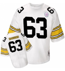 Mitchell And Ness Pittsburgh Steelers #63 Dermontti Dawson White Authentic Throwback NFL Jersey
