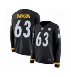 Women's Nike Pittsburgh Steelers #63 Dermontti Dawson Limited Black Therma Long Sleeve NFL Jersey