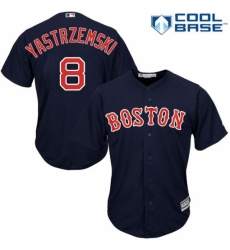 Men's Majestic Boston Red Sox #8 Carl Yastrzemski Replica Navy Blue Alternate Road Cool Base MLB Jersey