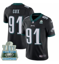 Men's Nike Philadelphia Eagles #91 Fletcher Cox Black Alternate Vapor Untouchable Limited Player Super Bowl LII Champions NFL Jersey