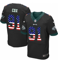 Men's Nike Philadelphia Eagles #91 Fletcher Cox Elite Black Alternate USA Flag Fashion NFL Jersey