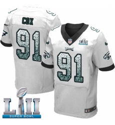 Men's Nike Philadelphia Eagles #91 Fletcher Cox Elite White Road Drift Fashion Super Bowl LII NFL Jersey