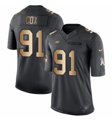 Men's Nike Philadelphia Eagles #91 Fletcher Cox Limited Black/Gold Salute to Service NFL Jersey