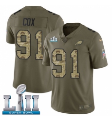 Men's Nike Philadelphia Eagles #91 Fletcher Cox Limited Olive/Camo 2017 Salute to Service Super Bowl LII NFL Jersey