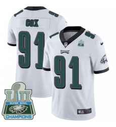 Men's Nike Philadelphia Eagles #91 Fletcher Cox White Vapor Untouchable Limited Player Super Bowl LII Champions NFL Jersey