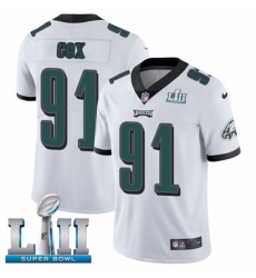 Men's Nike Philadelphia Eagles #91 Fletcher Cox White Vapor Untouchable Limited Player Super Bowl LII NFL Jersey