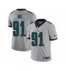 Men's Philadelphia Eagles #91 Fletcher Cox Limited Silver Inverted Legend Football Jersey