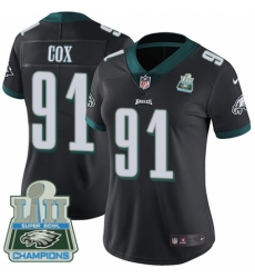 Women's Nike Philadelphia Eagles #91 Fletcher Cox Black Alternate Vapor Untouchable Limited Player Super Bowl LII Champions NFL Jersey