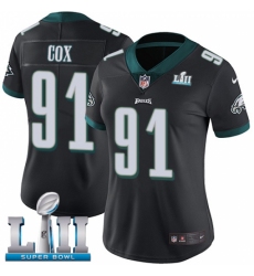 Women's Nike Philadelphia Eagles #91 Fletcher Cox Black Alternate Vapor Untouchable Limited Player Super Bowl LII NFL Jersey