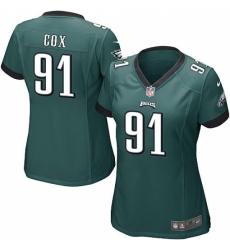 Women's Nike Philadelphia Eagles #91 Fletcher Cox Game Midnight Green Team Color NFL Jersey