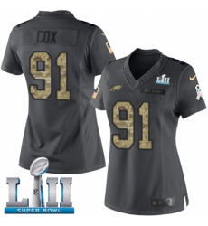 Women's Nike Philadelphia Eagles #91 Fletcher Cox Limited Black 2016 Salute to Service Super Bowl LII NFL Jersey