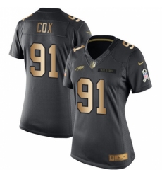 Women's Nike Philadelphia Eagles #91 Fletcher Cox Limited Black/Gold Salute to Service NFL Jersey